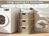 3-Drawer PP Storage Organizer Wicker Look Narrow Cabinet for Home & Office 70302972