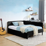 Full Size Upholstered Platform Bed Frame with 2 Storage Drawers, Adjustable Velvet Sofa Bed, Black W1413P298912