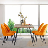 ZUN Dining Chair, Orange Velvet, Metal Black legs, Set of 4 Side Chairs W116459162