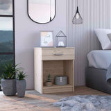 Eco Nightstand , End Table, Side Table Superior Top, One Drawer, Lower Shelf -Light Gray B20091852