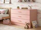 3-Drawer Chest with Faux Rose Gold Handles Drawer Dresser 25.98*12.99*22.05in Pink 22792346
