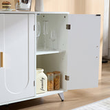 Sideboard Buffet cabinet with 3 doors and removable shelves, for living room, dining room, ivory W1705P179819