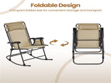 Outdoor Rocking Lounge Chair with Headrest Pillow, Beige 59117429