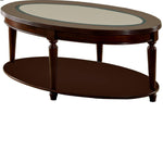 ZUN Transitional 1pc Coffee Table Dark Cherry Open Bottom Shelf Beveled Glass Top Turned Legs Living B011P144698