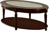 ZUN Transitional 1pc Coffee Table Dark Cherry Open Bottom Shelf Beveled Glass Top Turned Legs Living B011P144698