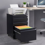 ZUN 3-Drawer Mobile File Cabinet with Lock, Office Storage Filing Cabinet for Legal/Letter Size, W124770976