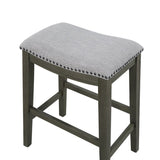 ZUN Saddle Stool -25" Counter Stool, Gray/Light Gray Fabric, Set of 2 B046P144394