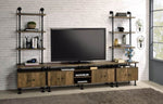 ZUN Rustic Oak and Black 2-Shelf TV Stand B062P209172