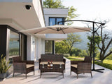 2pcs Arm Chairs 1pc Love Seat & Tempered Glass Coffee Table Rattan Sofa Set Brown GradientSAME AS 74145921