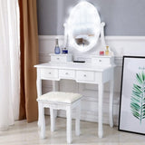 ZUN Makeup Vanity Desk and Stool Set, Vanity Mirror with Lights and Table Set, Small Vanity Table for W2837P197835