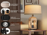 Table Lamp for Living Room, Farmhouse Set of 2 with USB AC and Nightlight, 26" Rustic Bedside W3355P323265