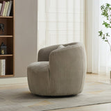 34.25 "Wide Upholstered Corduroy 360&deg Swivel Barrel Soft Accent Chair with Pillow, Circular Reading W3118P253971