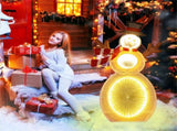 Christmas Decoration Lighted Snowman with LED Lights and Metal Stand 86803045