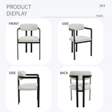 Modern Dining Room Chairs Set of 2, Mid-Century Upholstered Boucle Kitchen Dining Chairs with Black W3244P337430