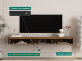 Floating TV Stand, Wall Mounted TV Shelf with Led Lights & Power Outlet,High Gloss TV Cabinet for 62728944
