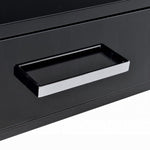 ZUN Black High Gloss and Chrome 2-Drawer Writing Desk B062P209202