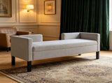 50"Ottoman with 2 Bolster Pillows & Wood Legs, Upholstered End of Bed Daybed Seating, Foot Rest W5325P426810