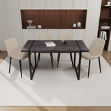 59" MDF black wooden table and modern chair 4-piece set, medieval wooden kitchen 07770226