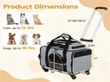 Multi-Way Portable Pet Rolling Carrier Trolley, Aluminum Alloy Frame Collapsible Pet Travel Bag with 68569841