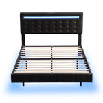 ZUN Full Size Floating Bed Frame with LED Lights and USB Charging,Modern Upholstered Platform LED Bed 16741764