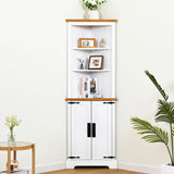 ZUN Corner Cabinet Dresser cabinet barcabinet Corner Bathroom Cabinet with 2 Doors and 3 Tier Shelves W679126462