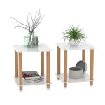 ZUN 2-Piece White+Oak Side Table , 2-Tier Space End Table ,Modern Night Stand, Sofa table, Side Table 88429207