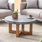 ZUN Modern Gray Texture MDF Round Coffee Table - 31.4" Diameter.A modern retro circular coffee table W1151P209822