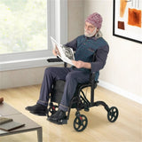 2-in-1 Rollator Walker & Wheelchair 6-Level Adjustable Handles, 1-Hand Folding, Storage 51449217