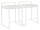 Fuji Contemporary Stackable Counter Stool in White with White Velvet Cushion by LumiSource - Set of B202P222387