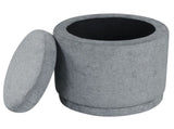 7.7 Gallon Round Storage Ottoman Foot Rest with Acacia Wood Frame, 400LBS Load Capacity Footstool 46931737