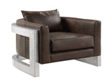 Betla Espresso Top Grain Leather & Aluminum Accent Chair B2726P457630