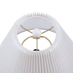 ZUN Textured Ceramic Table Lamp with Fluted Fabric Shade White See below B035P264542