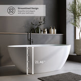 59'' Solid Surface Matte Tub, Solid Surface Soaking Tub, Stone Resin Freestanding Bathtub, Thick W2753P191209