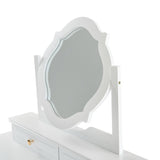 Compact Makeup Vanity Table with Reversible Mirror, Dressing Table Set with Stool, Space-Saving N844P288535A