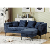 L Shaped Sectional Sofa , Convertible Storage Ottoman,Chenille ,Square W2108P191312