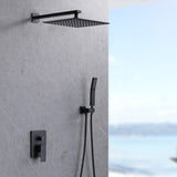 ZUN Shower System Shower Faucet Combo Set Wall Mounted with 12" Rainfall Shower Head and handheld shower T3177P269150