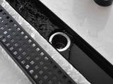 28 Inch Linear Shower Drain with Removable Square Patterned Grate, 304 Stainless Steel with Hair 17007770