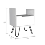 ZUN Augusta Nightstand , End Table, Side Table Single Door Cabinet, Hairpin Legs -White B20092075