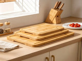 3-Piece Cutting Board Set, Sturdy Chopping Board with Juice Groove & Handle for Serving 03641382