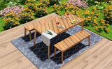 ZUN 3 Pieces Acacia Wood Table Bench Dining Set For Outdoor & Indoor Furniture With 2 Benches, Picnic 45376556