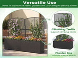 58" Black PE Rattan Raised Garden Bed with Trellis Adjustable Foot Pads Outdoor Planter Box 53155263