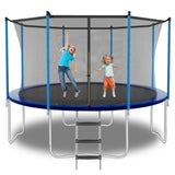 ZUN 12ft Blue Outdoor Toddler Trampoline with Enclosure Safety Net Jumping Fun Trampoline, heavy-duty 29596203