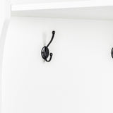 Minimalist Corner Hall Tree with Shoe Bench, Versatile Entryway Coat Rack with 4 Hooks, Corner 91318106