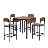 ZUN TOPMAX Farmhouse 5-piece Counter Height Drop Leaf Dining Table Set with Dining Chairs for 4,Black WF290233AAB