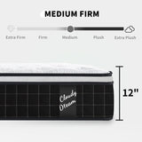 QUEEN Size 12 Inch Hybrid Mattress Individual Pocket Spring 7-Zoned Memory Foam Knitted Cover W3017P306878