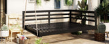 TOPMAX Acacia Wood Porch Swing Bed for Outdoor with Hemp Ropes - Full Size Patio Hanging Bed, 350lbs N717P265860B