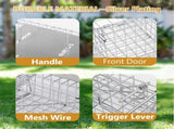32" Live Animal Cage Trap, Heavy Duty Folding Raccoon Trap, Humane Cat Trap with Handle for Rabbits, 69987129