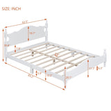 Queen Size Wood Platform Bed Frame,Retro Style Platform Bed with Wooden Slat Support,White WF310132AAK