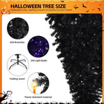 ZUN 6 FT Pre-lit Upside Down Artificial Christmas Tree, Black Halloween Tree with 250 Purple Lights and 38631116