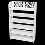 ZUN Wood-plastic Board Six Tiers Carved Shoe Rack White B 86980088